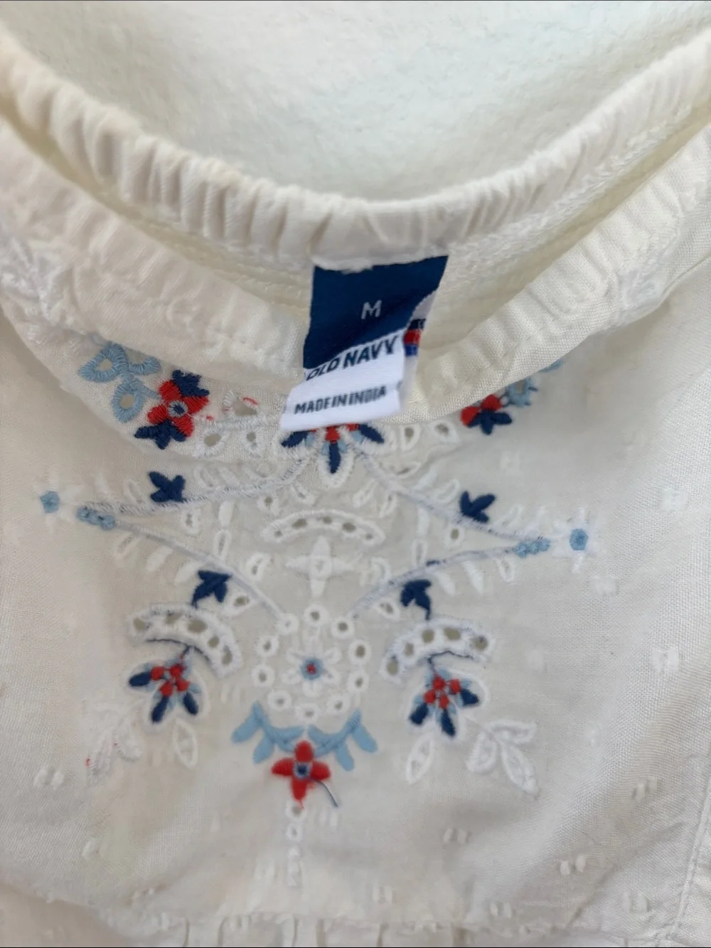 Old Navy Cream Eyelet Embroidered Square-Neck Blouse